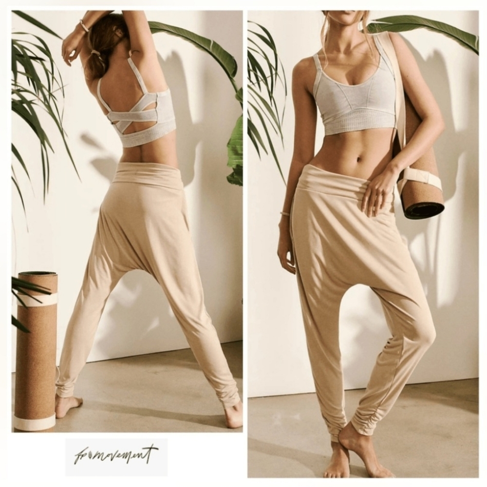 Free People Movement Echo Drop Crotch Harem Pants Clay Beige Size M